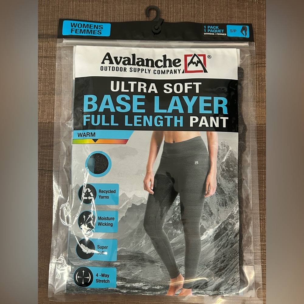 Avalanche Womenās Ultra Soft Base Layer Full Length Pants Gray Size Small NEW